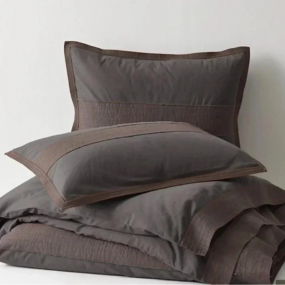 Restoration Hardware STITCHED APPLIQUÉ STRIPE SHAM- NWT- Gray- Standard Size